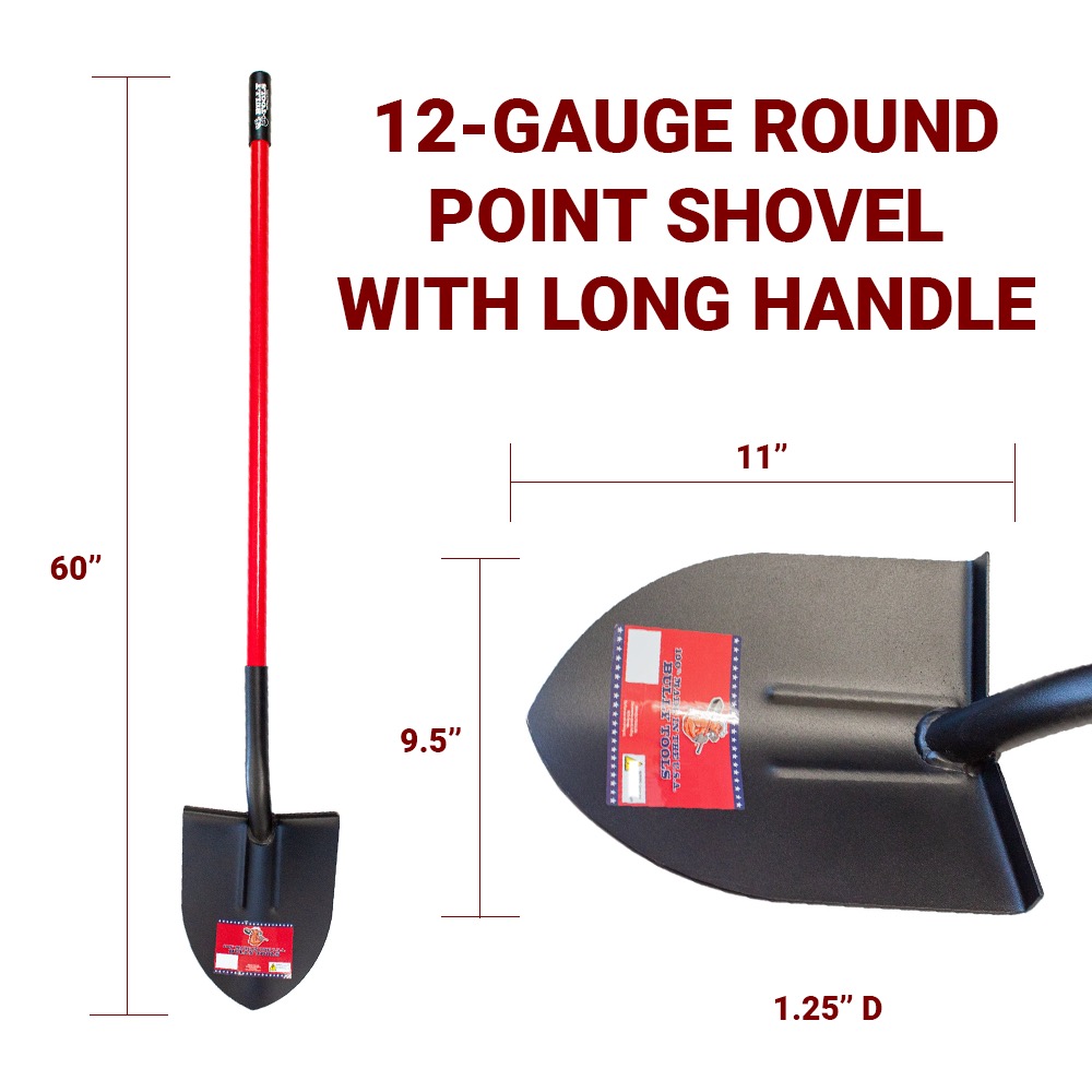 12-Gauge Round Point LH 12-Gauge Round Point Long Handle measurements