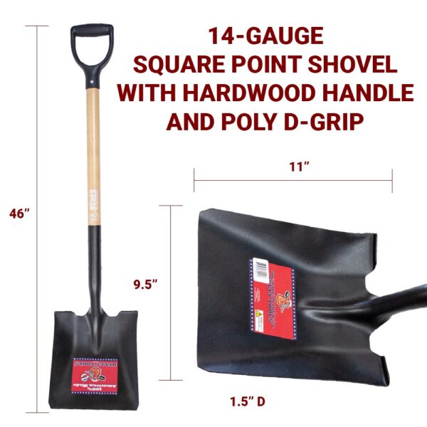 14-Gauge Square Point Shovel (Fiberglass, Hardwood) - Bully Tools