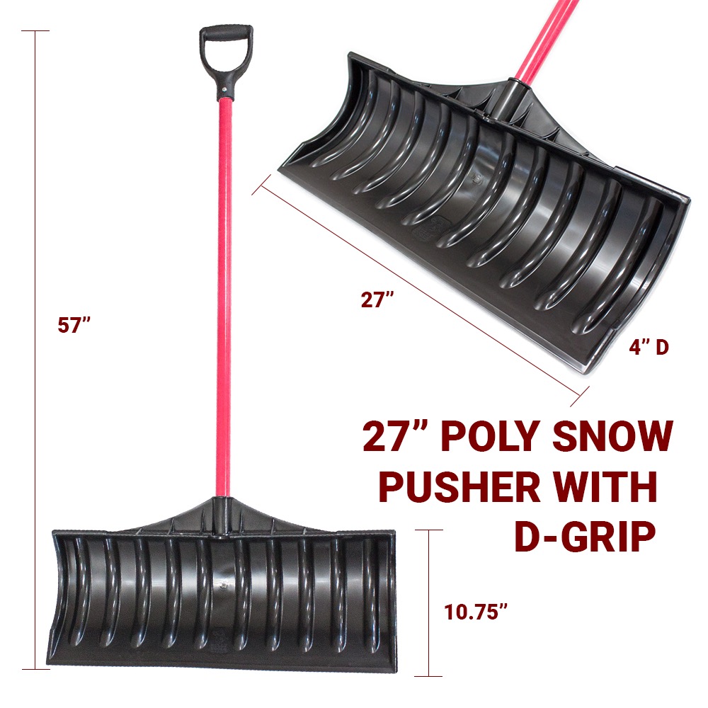 27in Poly Snow Pusher 27" Poly Snow Pusher with D-Grip dimensions
