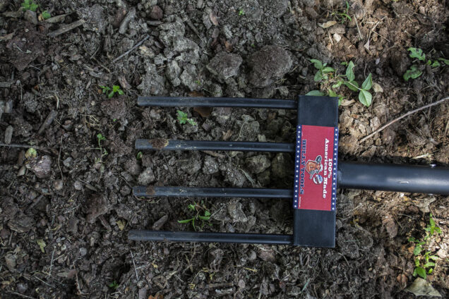Spading Fork on mulch