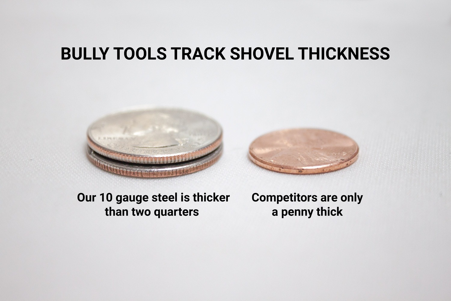 Track shovel thickness comparison