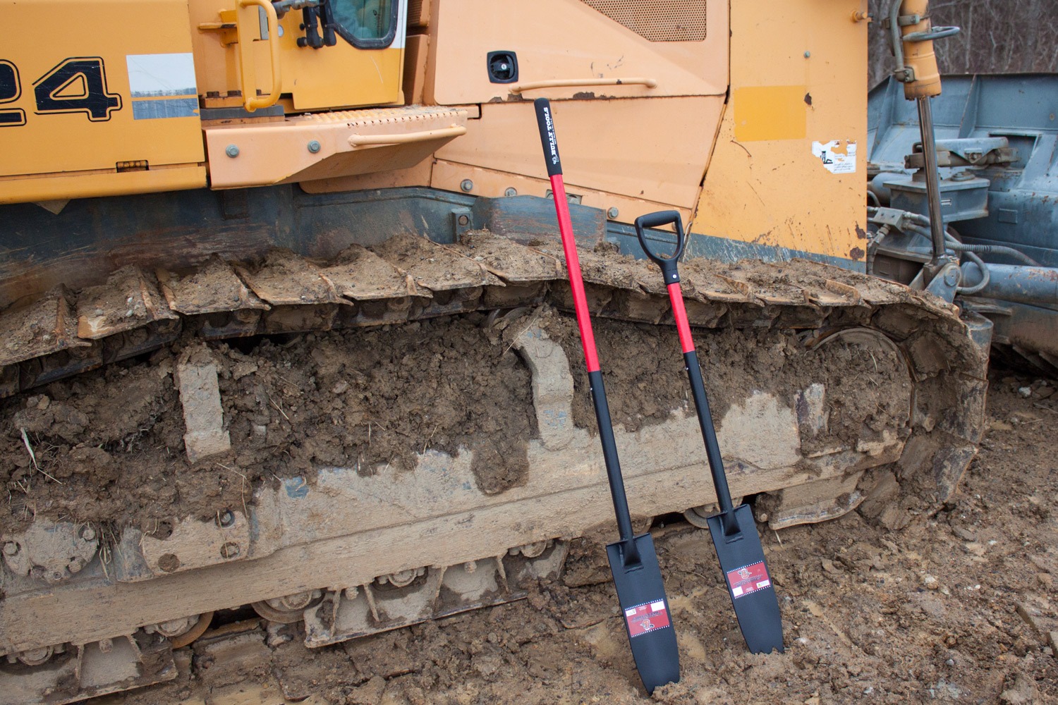 Track Shovels leaning
