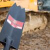 Track shovel posed