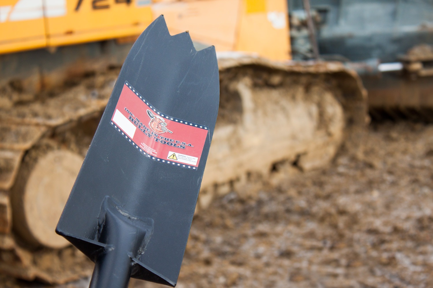 Track shovel posed