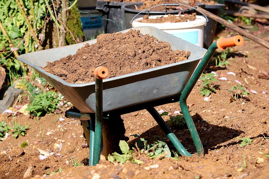 Wheelbarrow full of dirt