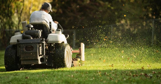 Mowing grass